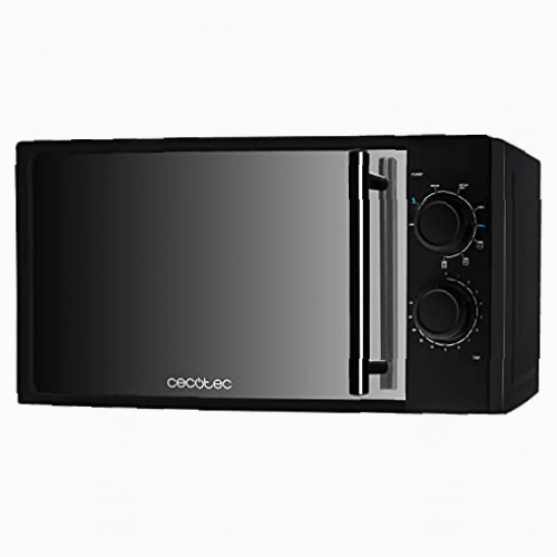 Cecotec Microondas All Black Grill. 700 W de Potencia, Capacidad de 20l, Grill de 900 W, 9 Niveles Funcionamiento, Temporizador 30 min, Modo Descongelar, Acabado Negro