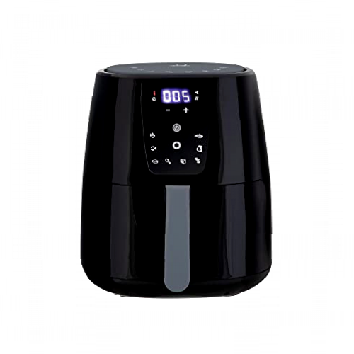 JATA JEFR1225 - Freidora sin aceite con 8 programas de cocinado, Control digital, Capacidad de 5 l, Hasta 200º, Cestillo antiadherente y apto para lavavajillas, Temporizador de 30 min, 1300 W, Negro