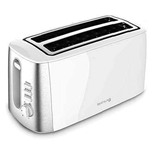 Grunkel - TS-DOBLEMAXI - Tostador de ranura extra ancha con control electrónico de tostado. Función calentar sin tostar, descongelar y cancelar - Blanco (1400W)