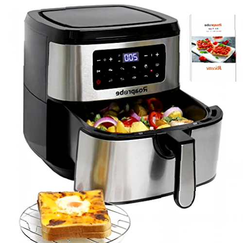 Freidora sin Aceite 7,5L, Roaprobe Freidora de aire, Air Fryer 1800W, on 9 Programas, Tiempo y Temperatura Ajustable, con Recetas para Patatas Fritas / Pollo Asado / Verduras, Sin BPA ni PFOA