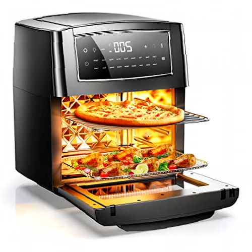 BSJKitchen Freidora de aire caliente, 12 l, freidora sin aceite, Air Fryer con 18 programas, función Keep Warm, pantalla táctil, temperatura regulable, sin BPA, 100 recetas, papel, AF12L-ES-V2