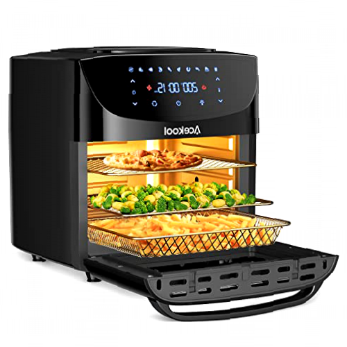 Freidora Aire Acekool Freidora sin Aceite 18L Horno de Aire Caliente con 10 Programas 1800W Freidora de Aire Caliente con Accesorios Panel LED Ventana Transparente Sin BPA Libro de Recetas Incluido