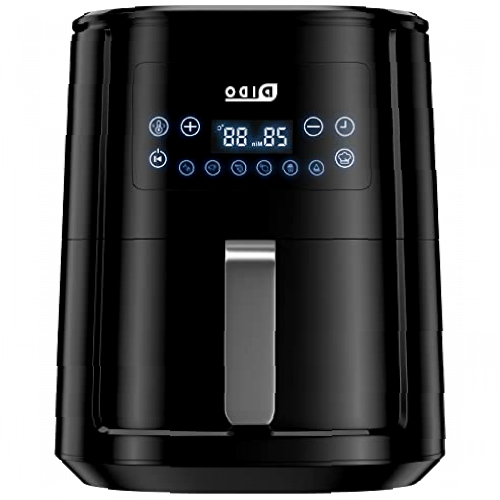 DIDO Freidora sin Aceite 5,5L, Air Fryer con Pantalla LED Táctil, Tiempo y Temperatura regulable,6 programas,Fácil de Usar y de Limpiar,Freidora Aire Caliente con Cesta Antiadherente, 1700W,Negro