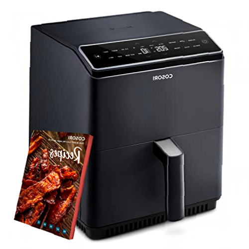 COSORI Freidora sin Aceite Inteligente 6,4L, Freidora de Aire Caliente con Doble Calefacción, sin Agitación sin Precalentamiento, Air Fryer con Recetas en Español y 12 Programas, Gris, CAF-P583S