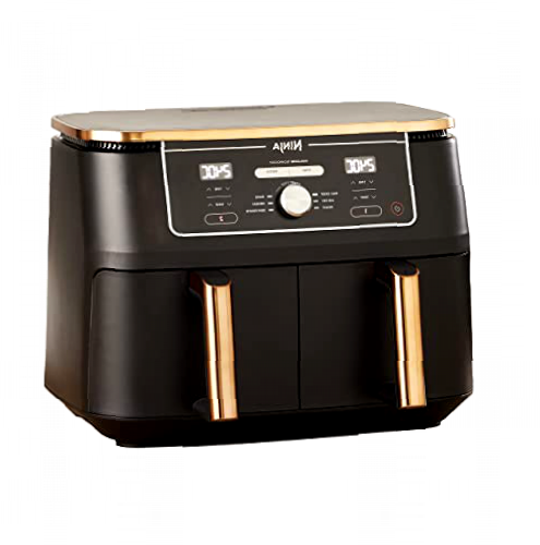 Ninja Freidora de aire Foodi MAX [AF400EUCP] doble compartimento, 9,5 l de capacidad, 2 cajones, 6 funciones, cobre