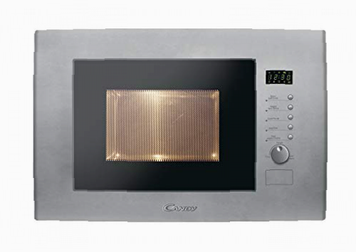 Candy MIC20GDFX, Microondas Integrable con Grill, Sin Marco, 20L, 1250W, 8 Funciones, Digital, 10 Programas, Plato 24,5CM, Grill Rack, Descongelación Automática, Apertura Izquierda, Inox Antihuellas