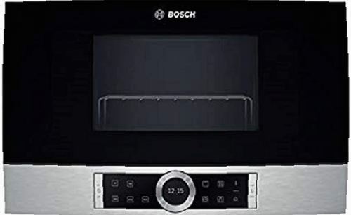 Bosch BER634GS1 Serie 8 - Microondas integrable / encastre, 21 L, 900 W, color negro con acero inoxidable