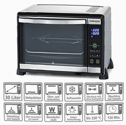 Rommelsbacher BGE 1580/E Encimera - Microondas (Encimera, Microondas con grill, 30 L, 1580 W, Tocar, Negro, Acero inoxidable)
