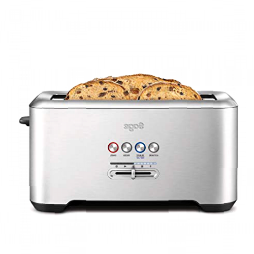 Sage Appliances The bit More 4 Slice Tostadoras, 1800 W, Stainless Steel, Acero Inoxidable Cepillado