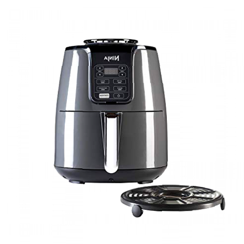 Ninja Air Fryer, Freidora sin Aceite [AF100EU] 4 funciones de cocción, Asar, Recalentar, Deshidratar y Freidora de Aire, Antiadherente, 3.8 Litros, 1500 W, Gris/ Negro