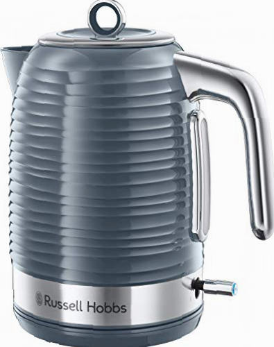 Russell Hobbs Hervidor de Agua Eléctrico Inspire - 1,7 litros, 2400 W, Filtro Extraíble, Zona de Ebullición Rápida, Base de 360°, Indicador Nivel de Agua, Plástico Texturizado, Gris - 24363-70