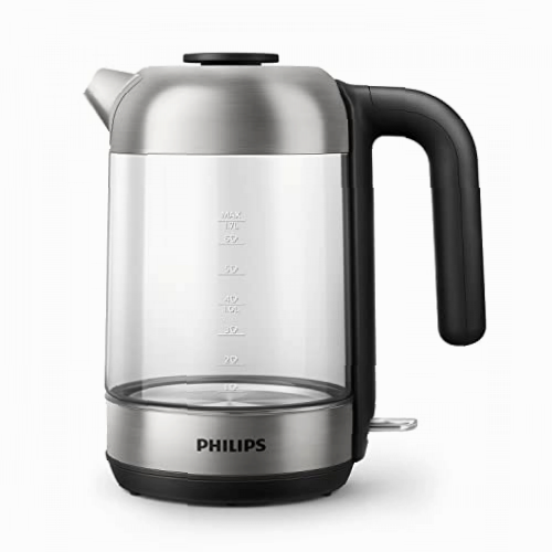 Philips Hervidor de Agua - 1.7L, Tapa con Resorte, Indicador Luminoso, Vidrio, Base con Giro (HD9339/80)