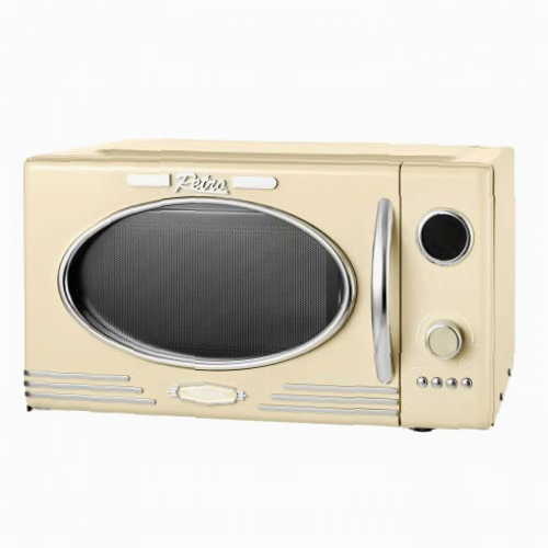 Team Kalorik Microondas Retro 25 Litros con Pantalla LED, 900-1000 W, Metal/Vidrio, Crema, TKG MW 2500 DG