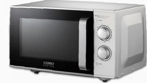 Caso MG 25 Ecostyle Ceramic-Design Microondas con grill, mayor superficie útil gracias a su base de cerámica, 25 litros, cocción en dos niveles, plateado, acero inoxidable