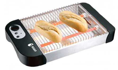 FAGOR - Tostador plano QuickToast 600W de potencia. Doble resistencia y 6 posiciones de tostado. Indicador de encendido y piloto luminoso. Sirve para todo tipo de pan.