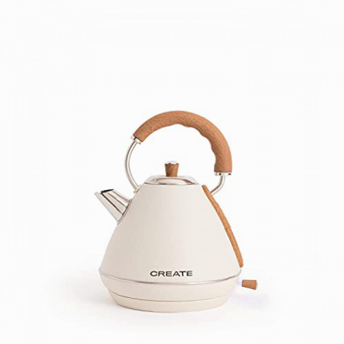 CREATE / KETTLE RETRO L / Hervidor de agua eléctrico Blanco / 1,7L / Ebullición Rápida, Apagado Automático y Protección contra la Ebullición en Seco