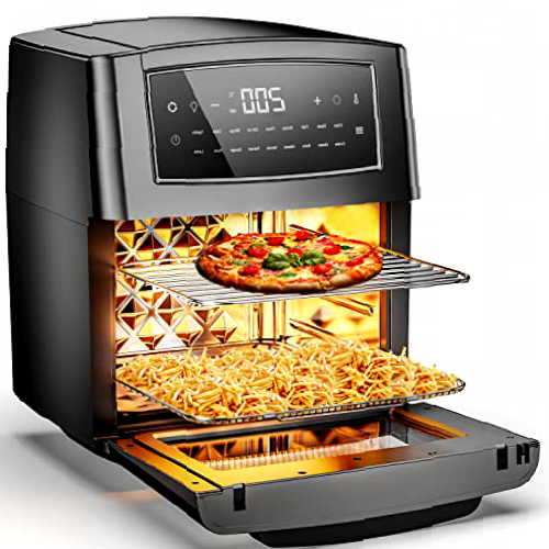 Freidora de Aire 12 Litros, Freidora sin Aceite de 18 Menús Preestablecidos con Pantalla LED de un Solo Toque, Funciones de Fritura, Asado y Deshidratación