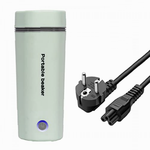 Rauwseul Hervidor de agua eléctrico de viaje, 450 ml, mini calentador portátil, 3 en 1, mini termo 304, forro de acero inoxidable, 220 V, 300 W, taza de calor de cocina rápida, apagado automático