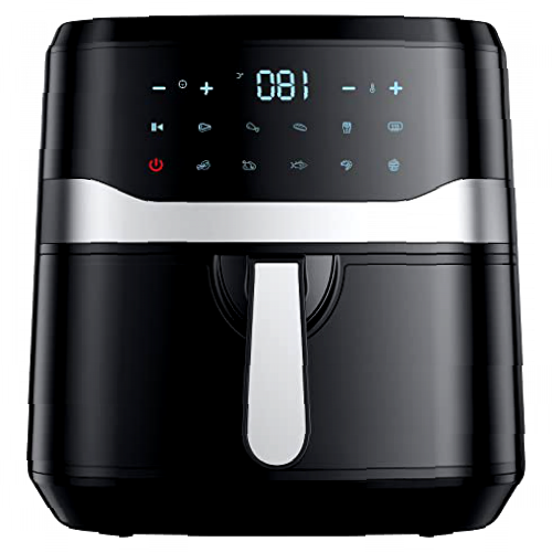 Freidora de aire caliente: 9 L, XXL, 1700 W, negro, freidora sin aceite, con pantalla táctil digital LED, 10 programas de precalentamiento, sin aceite
