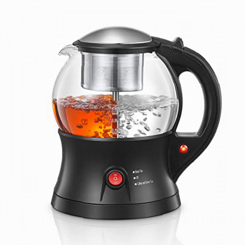 Hervidor de Agua con Infusor de Té, FOHERE 2 en 1 Hervidor Eléctrico y Tetera Electrica, 0.8L, Inalámbrico, Mantener Caliente, Apagado Automático y Protección al Calor por Ebullición, Libre de BPA