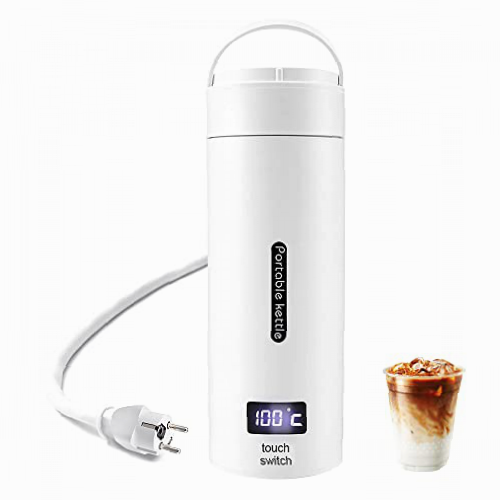 AVCXEC Hervidor De Viaje, Mini Hervidor Eléctrico Portátil, Hervidor Agua Eléctrico Compacto 0,5 litros, 300 W Pequeño Hervidor Eléctrico con Temperatura Apagado Automático para Té, Leche, Café