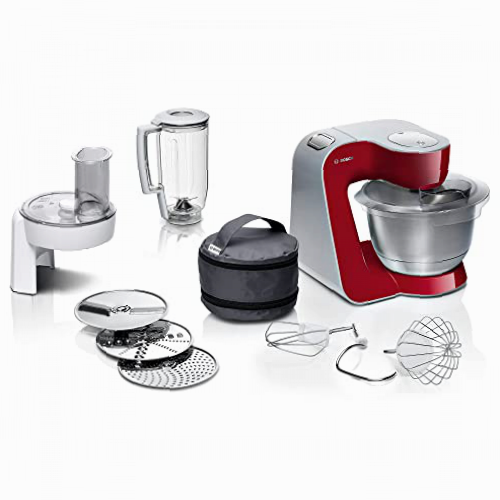 Bosch MUM58720 Continúa MUM 5 CreationLine - Robot de cocina, potencia de 1000 W, 7 velocidades + función Pulse, color rojo