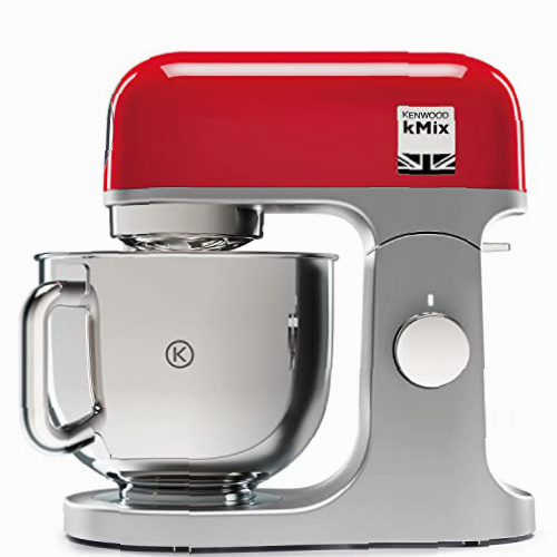 Kenwood kMix KMX750ARD - Robot de Cocina Multifunción, 1000 W, Bol Metálico de 5 L con Asa, Gancho para Amasar, Varillas, Mezclado K, Acero Inoxidable, 6 Velocidades, Color Rojo