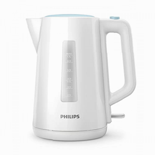 Philips Hervidor de Agua - 1.7L, Tapa con Resorte, Indicador Luminoso, Base con Giro, Blanco (HD9318/00)