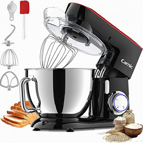 Batidora Amasadora, Camic 1800W 9L Metal Amasadora para Repostería, Batidora de Cocina Multifunción, Bajo Ruido, Potente y Profesional, 6 Velocidades con Pulso, Bol de Acero Inoxidable,Negro + Rojo