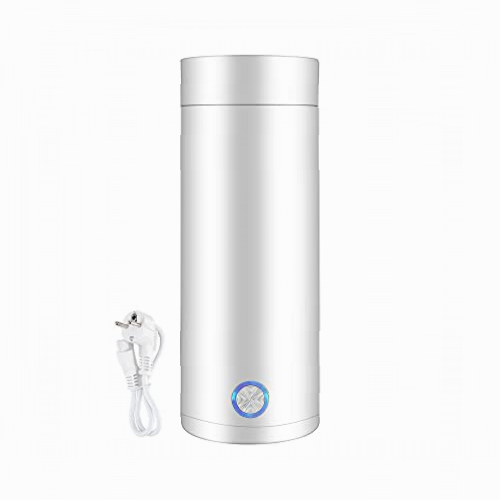 CJBIN Hervidor Eléctrico de Viaje Portátil, 400ml Mini Taza de Agua Eléctrica, Hervidor deagua de Viaje con Cable de Energía, Apagado Automático, para Hacer Leche, Café y Té, Blanco