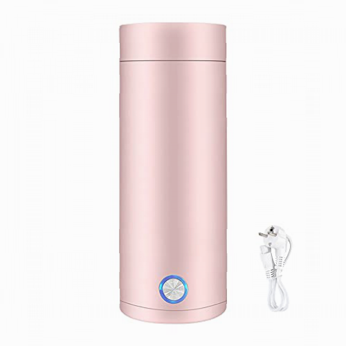 Jooheli Hervidor Agua Electrico, Calentador de Agua de 400ML, 3 en 1 Hervidor de Agua Pequeño y Mini Termo, Hervidor Eléctrico Portátil para Té, Leche, Café, 5 Minutos de Ebullición Rápida (Rosado)