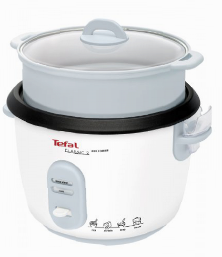 Tefal Classic 2 RK1011 Arrocera Con Accesorios De Cocción Al Vapor, 700 W, 1.8 Litros, Revestimiento Antiadherente/Vidrio, Blanco