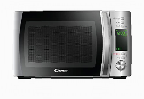 Candy X-Range CMXG20DS, Microondas con Grill, 20L, 1050W, 5 Niveles de Potencia, Digital, 40 Programas, Bloqueo Seguridad, Plato 25,5CM, Grill Rack, Express Cooking, Temporizador, App simply-Fi, Inox