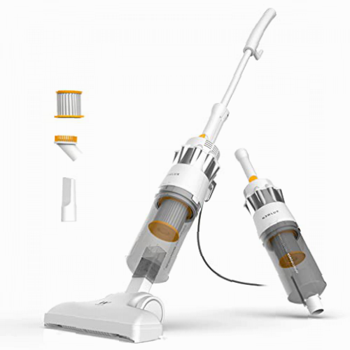 Newlux - Aspirador Escoba con Cable 2en1 V900, Vertical y de Mano, 800W, Depósito 2L, 16.5 Kpa, Triple Sist. Filtrado (F.HEPA) y Tecnología Ciclónica | 5m de Acción | Eficiencia Energética A (Blanco)