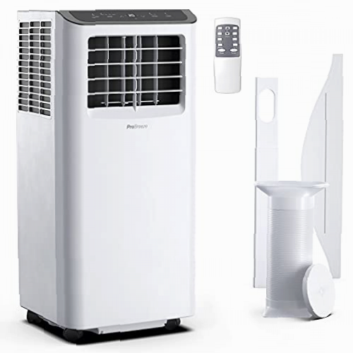 Pro Breeze Aire Acondicionado 4 en 1 9000 BTU con Mando a Distancia, Temporizador y Kit de Ventilación de Ventana. 4 Modos Frío, Deshumidificador, Ventilador y Nocturno. Eficiencia energética Clase A