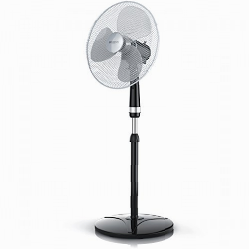 Brandson - Ventilador de pedestal 40cm - Potente motor 50W - Alto flujo de aire - 3 velocidades – Oscilación 80° – Altura regulable - Rejilla de protección - Para escritorio sala de estar dormitorio