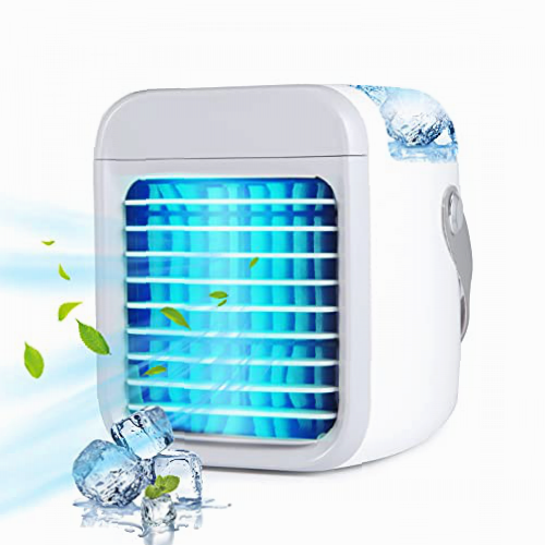 Enfriador de aire, Mini Aire Acondicionado Portátil 3 en 1 con Climatizador Portatil de 3 Velocidades con Tanque de agua para Oficina Hogar (Gris)