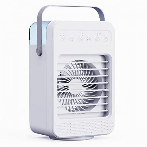 Acondicionador portátil FIVANGIN Mini climatizador portátil, refrigerador de aire, vaporativo, ventilador con oscilación de 90°, 4 velocidades, temporizador 2-6H, para hogar/oficina