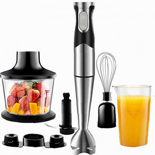 NWOUIIAY Batidora de Mano 1200W Batidoras Eléctrica Multifuncionales 6-EN-1 con Picadora, Batidor de Huevos, Vaso Medidor, Pie Desmontable Batidora de Cocina Función Turbo Cuchilla de Acero Inoxidable