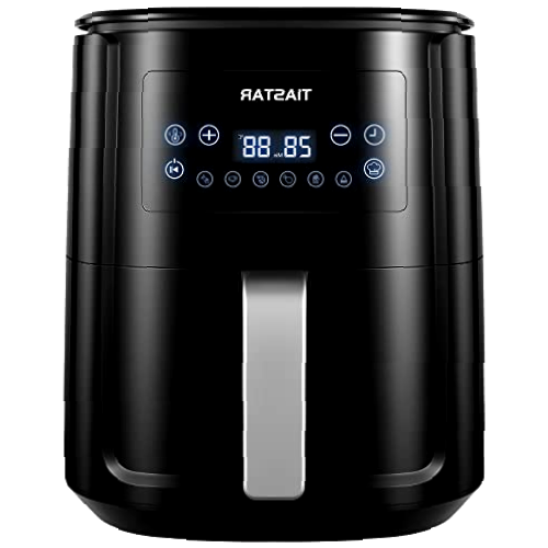 Tiastar Freidora sin Aceite 5,5L, Air Fryer con Pantalla LED Táctil, Tiempo y Temperatura regulable,6 programas,Fácil de Usar y de Limpiar,Freidora Aire Caliente con Cesta Antiadherente, 1700W,Negro