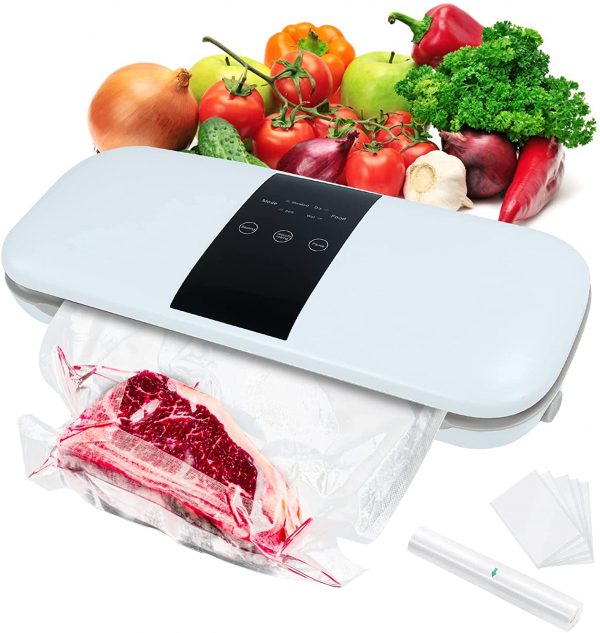 Envasadora al Vacío Profesional para Alimentos, Sellador al Vacío con Modo Seco y Húmedo, Maquina de Vacio con una Pantalla Táctil, 1 Manguera de Vacío y 5 Bolsas de Vacío, sin BPA-0