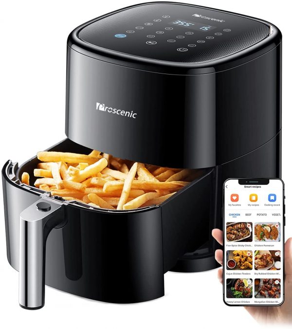 proscenic T22 Freidora sin Aceite, Freidora de Aire Caliente 5L, Con 13 Programas, Reducción de 20% Ruido, Compatible con APP, Recetas Online, Sin PFOA, Pantalla LED Táctil, Cesta Antiadherente, 1500W-0