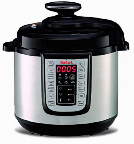 Tefal Fast & Delicious Multicooker - Olla a presión eléctrica 1200 W, 25 programas automáticos, modo manual, incluye recetario, cestillo de cocción al vapor, 6 litros de capacidad