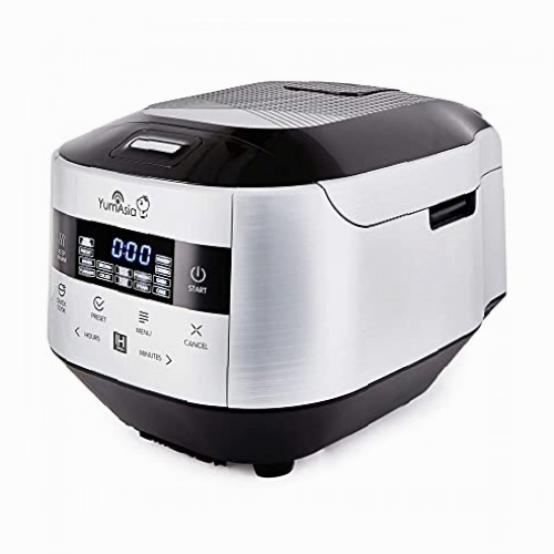 Yum Asia Bamboo Olla arrocera con Calentamiento por inducción (IH) y tazón de cerámica, 7 Funciones de cocción de arroz, 4 Funciones de multicocina, Pantalla LED Motouch (1.5L) 220-240V EU