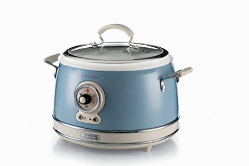 ARIETE 290405 Arrocera Slow Cooker, cocción a vapor, línea vintage, 3.5 L, revestimiento cerámico antiadherente, 650 W, azul claro