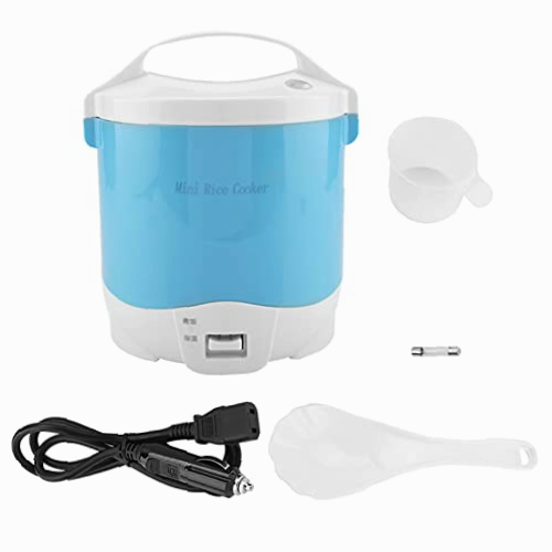 Vaporizador de alimentos, vaporizador de alimentos multifuncional portátil eléctrico de 24V 180W 1.6L olla arrocera para automóviles(azul)